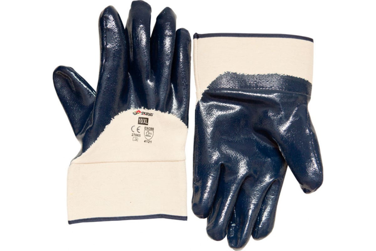 Перчатки Skrab 27665 х/б с нитриловым гладким покрытием, 10/XL