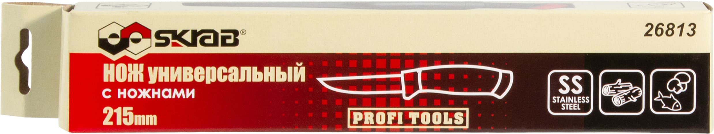 Нож с ножнами Skrab 26813 универсальный, туристический, строительный SS / 230 мм.