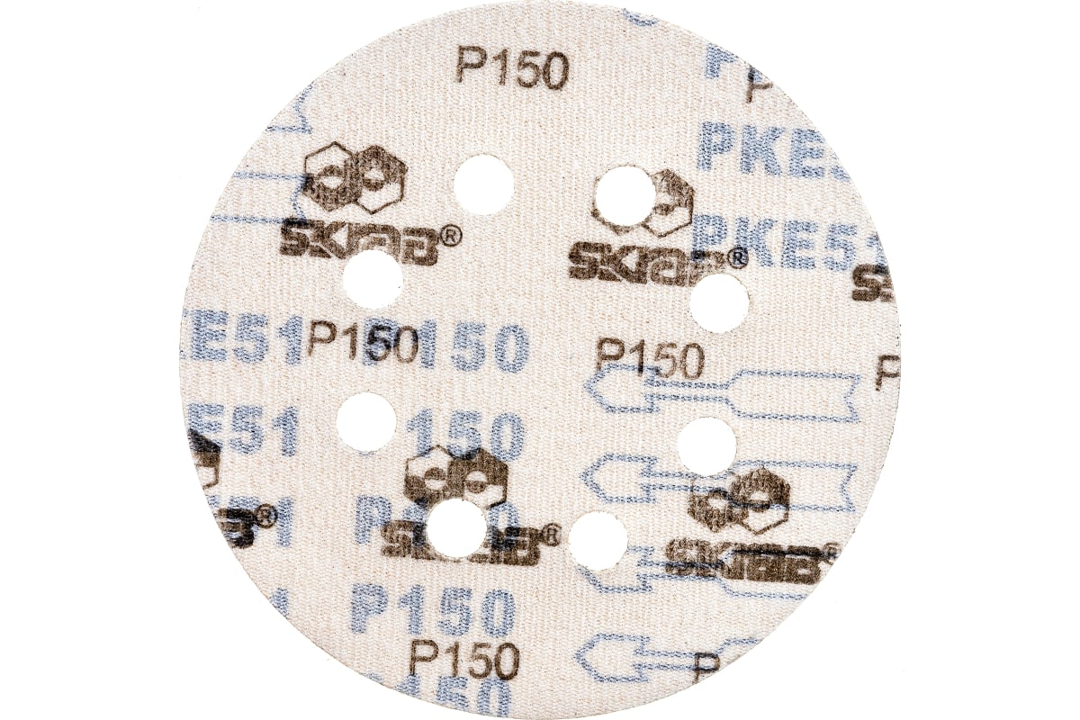 Круг абразивный Skrab 35757 на липучке с отверстиями 125 мм., Р150 / 10 шт.
