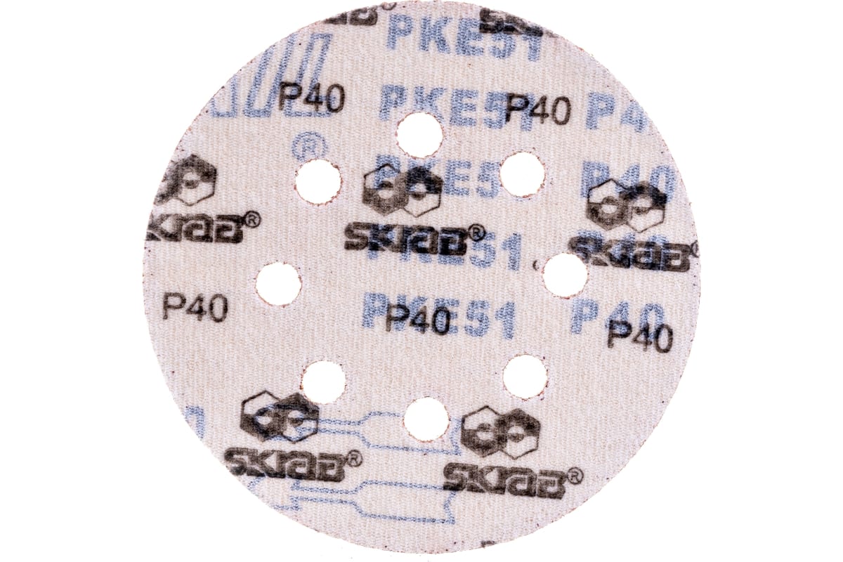 Круг абразивный Skrab 35752 на липучке с отверстиями 125 мм., Р40 / 10 шт.