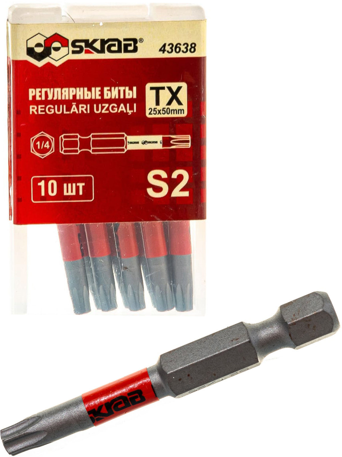 Набор торсионных бит Skrab 43638 T 25 x 50 мм. / 10 шт.