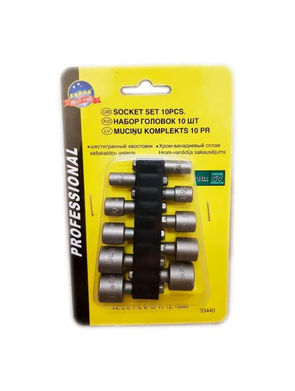 Набор бит-головок Skrab 33440 под шуруповерт 4-13 мм. / 10 шт.