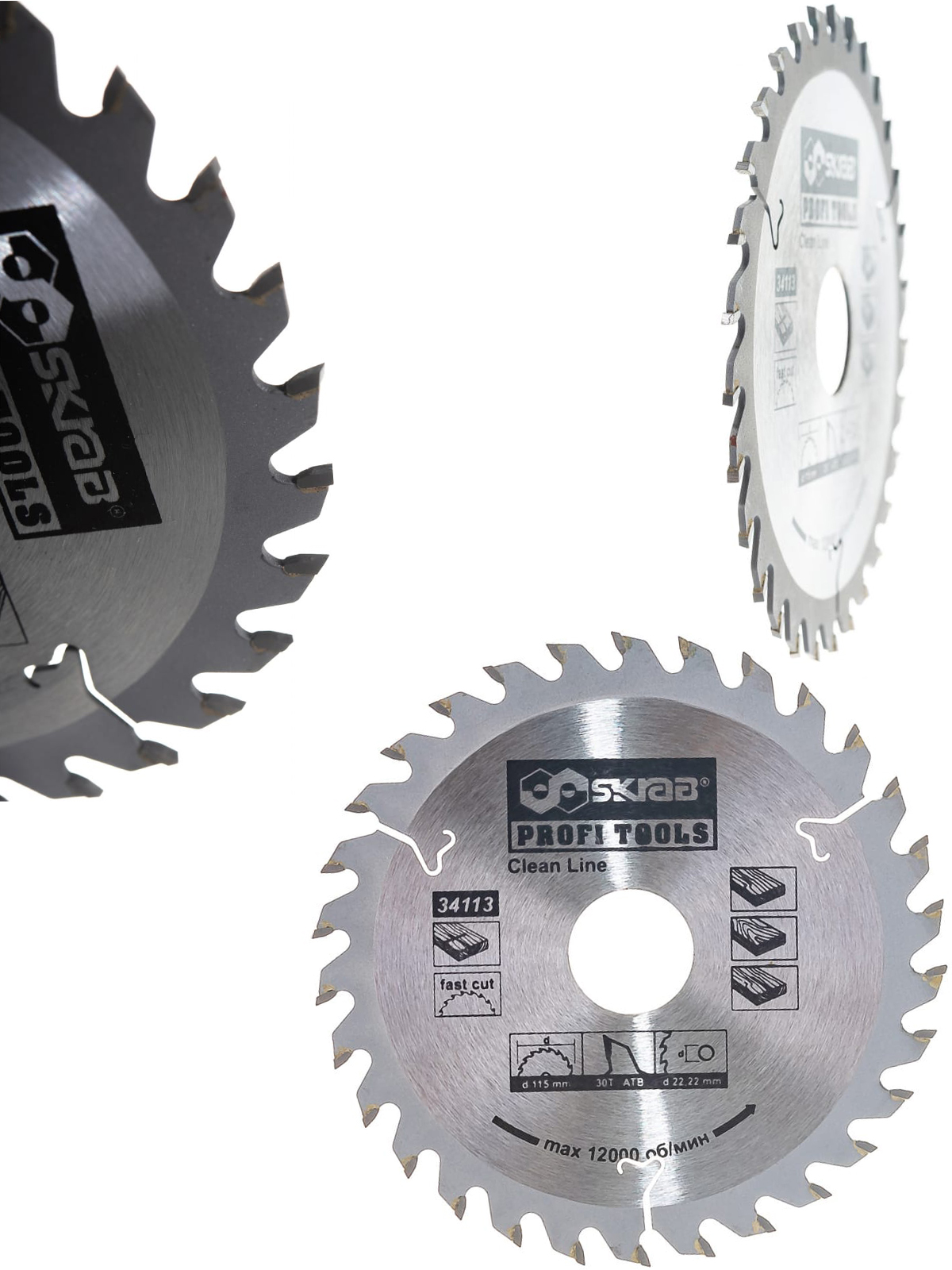 Диск пильный Skrab 34113 по дереву 115 х 22,22 х 2,1 мм.