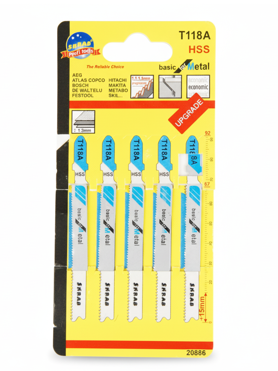 Набор полотен Skrab 20886 для лобзика по металлу 92 мм. / 5 шт.