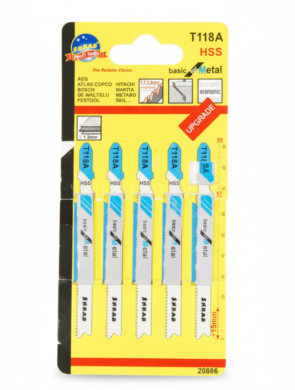 Набор полотен Skrab 20886 для лобзика по металлу 92 мм. / 5 шт.