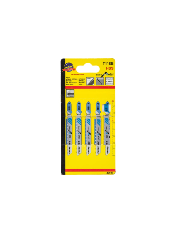 Набор полотен Skrab 20887 для лобзика по металлу 77 мм. / 5 шт.