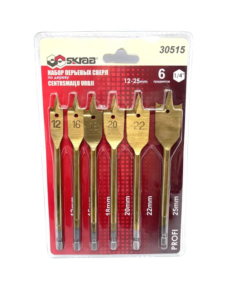 Набор перьевых сверл Skrab 30515 по дереву 12-25 мм. / 6 предметов