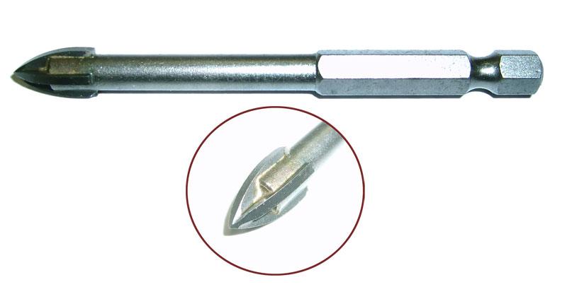 Сверло по стеклу 5мм КВАДРО с хвостовиком 1/4'