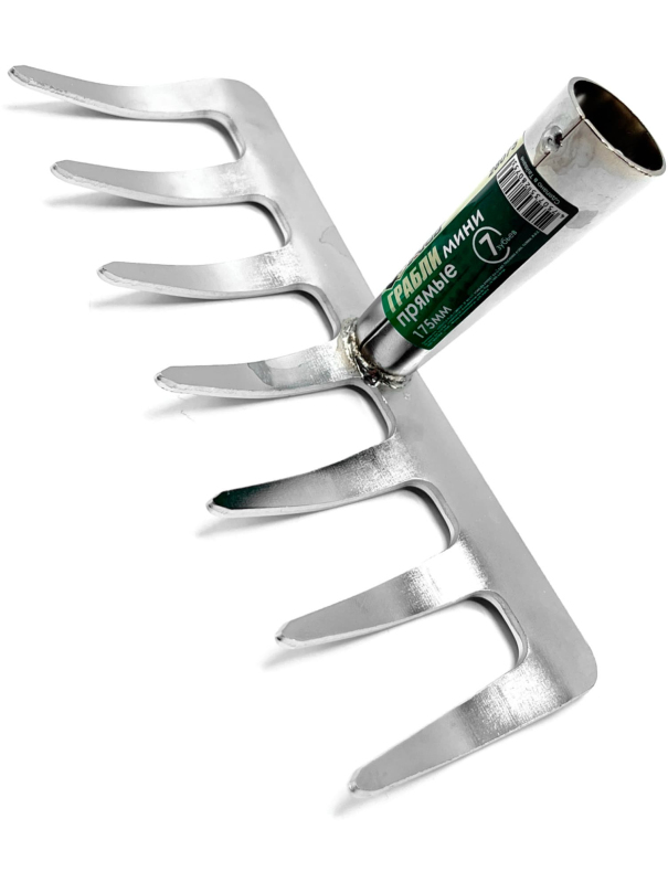 Грабли прямые мини Skrab 28075, 7 зубов, нержавеющая сталь, без рукоятки