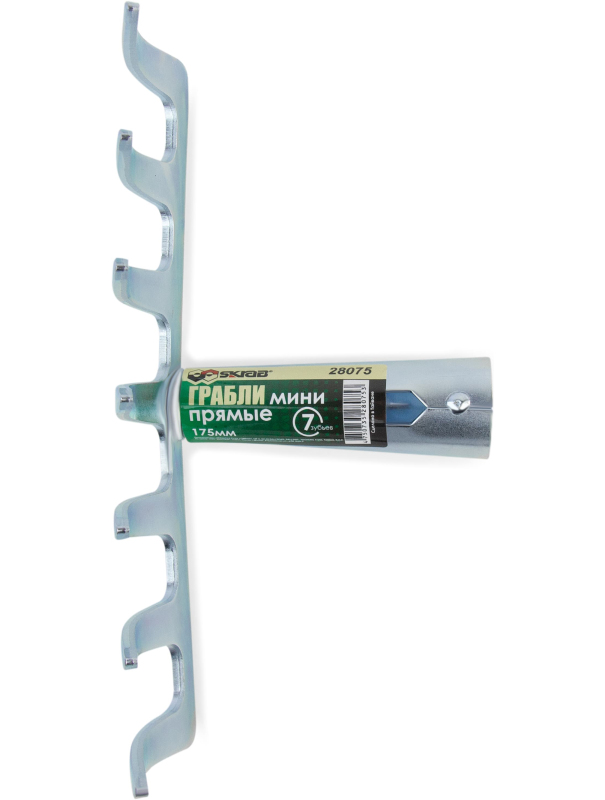 Грабли прямые мини Skrab 28075, 7 зубов, нержавеющая сталь, без рукоятки