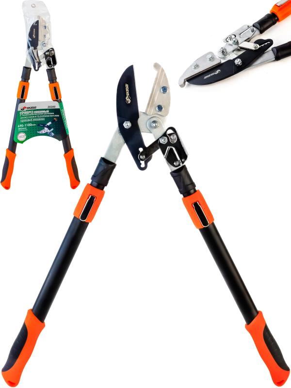 Сучкорез садовый Skrab 28200 телескопически контактный, с храповым механизмом, 690-1100 мм HCS