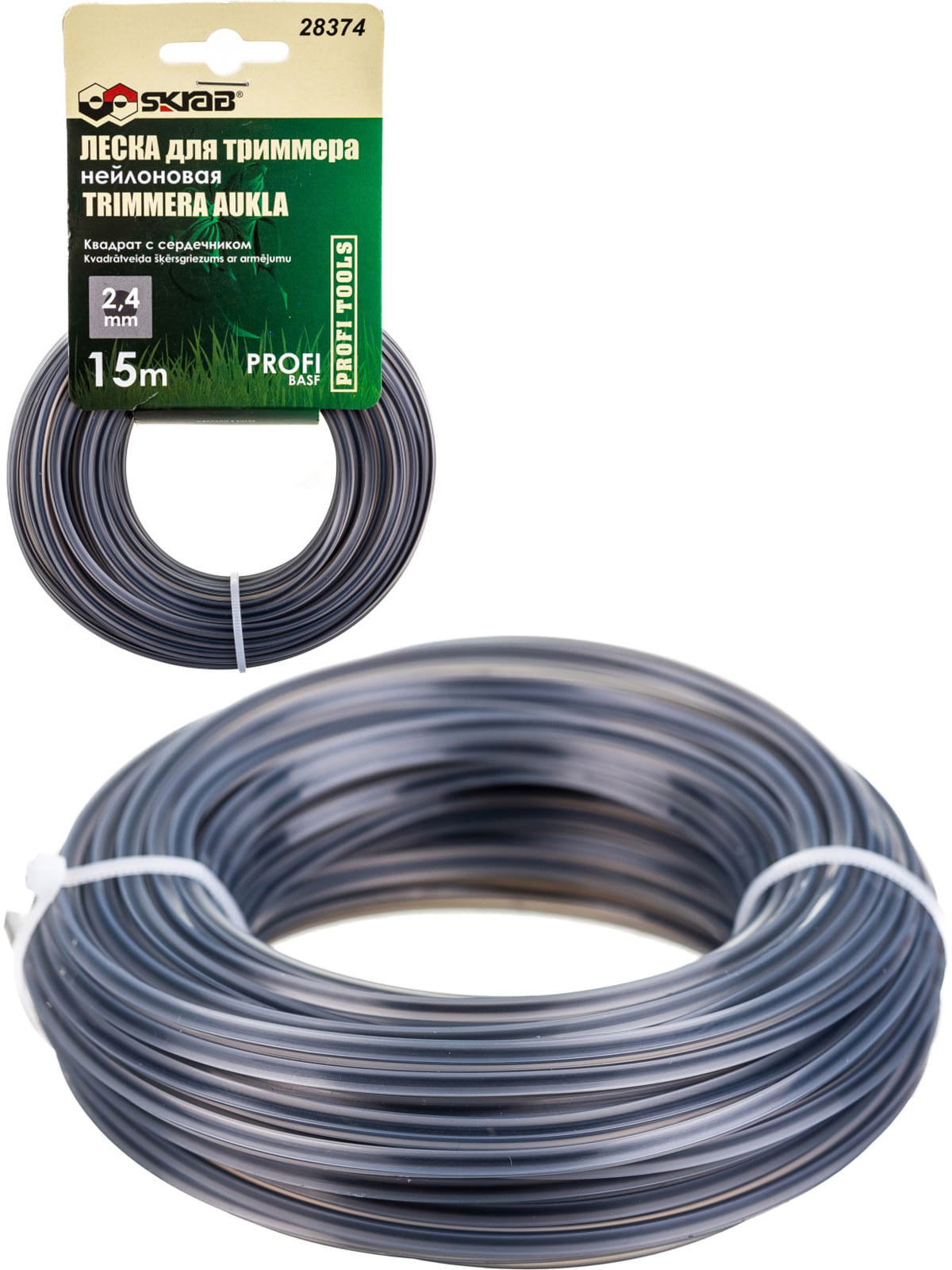 Леска для триммера Skrab 28374 нейлоновая, 2,4 мм. х 15 м.