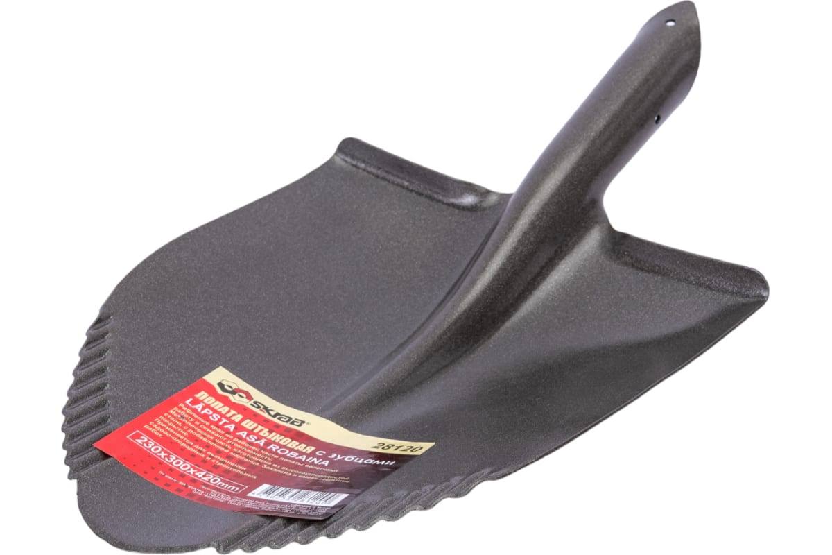 Лопата штыковая Skrab 28120 с зубцами без черенка, 230 х 300 х 420 мм.