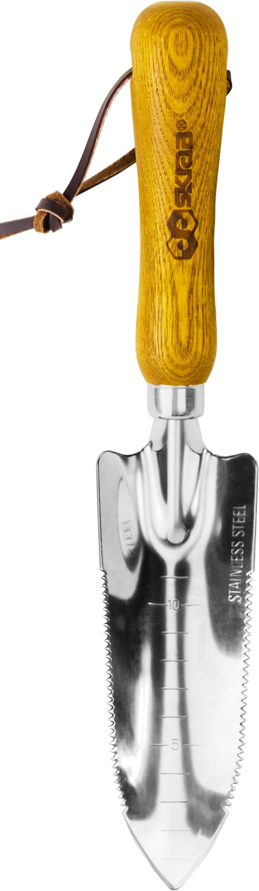 Совок посадочный Skrab 28399 с зубьями узкий, нержавеющая сталь / 300 мм.