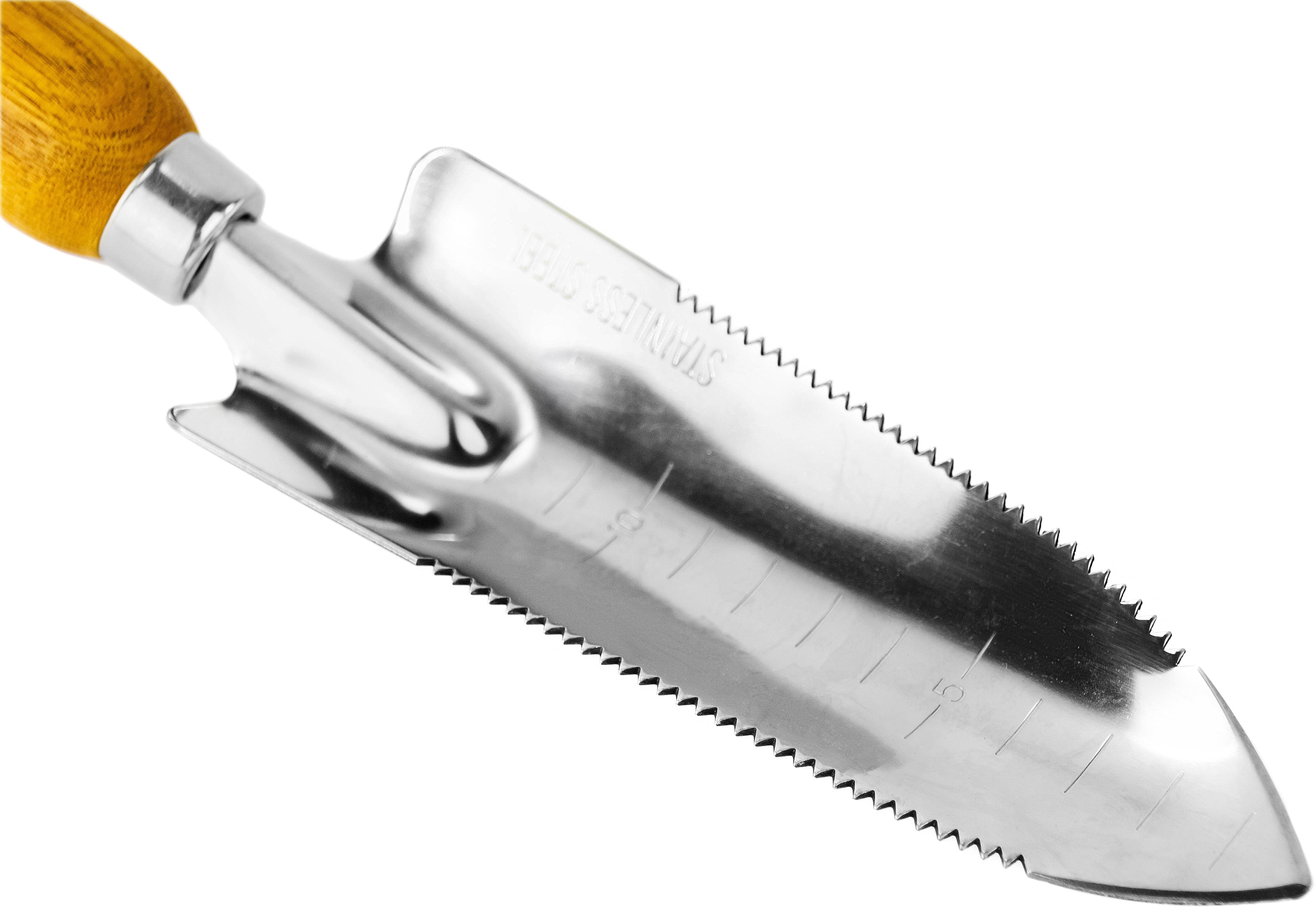 Совок посадочный Skrab 28399 с зубьями узкий, нержавеющая сталь / 300 мм.