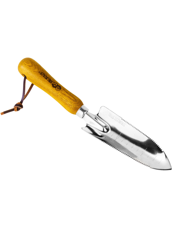 Совок посадочный Skrab 28399 с зубьями узкий, нержавеющая сталь / 300 мм.