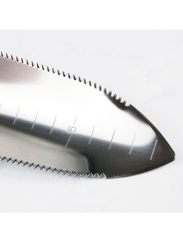 Совок посадочный Skrab 28399 с зубьями узкий, нержавеющая сталь / 300 мм.