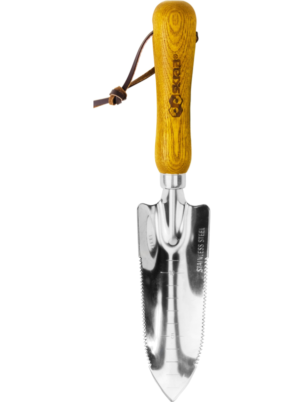 Совок посадочный Skrab 28399 с зубьями узкий, нержавеющая сталь / 300 мм.