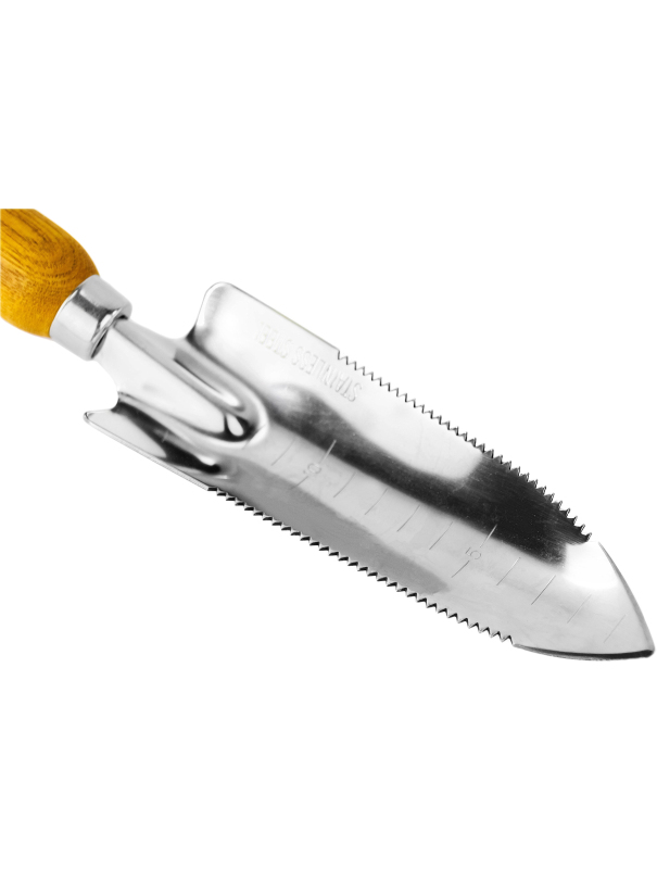 Совок посадочный Skrab 28399 с зубьями узкий, нержавеющая сталь / 300 мм.