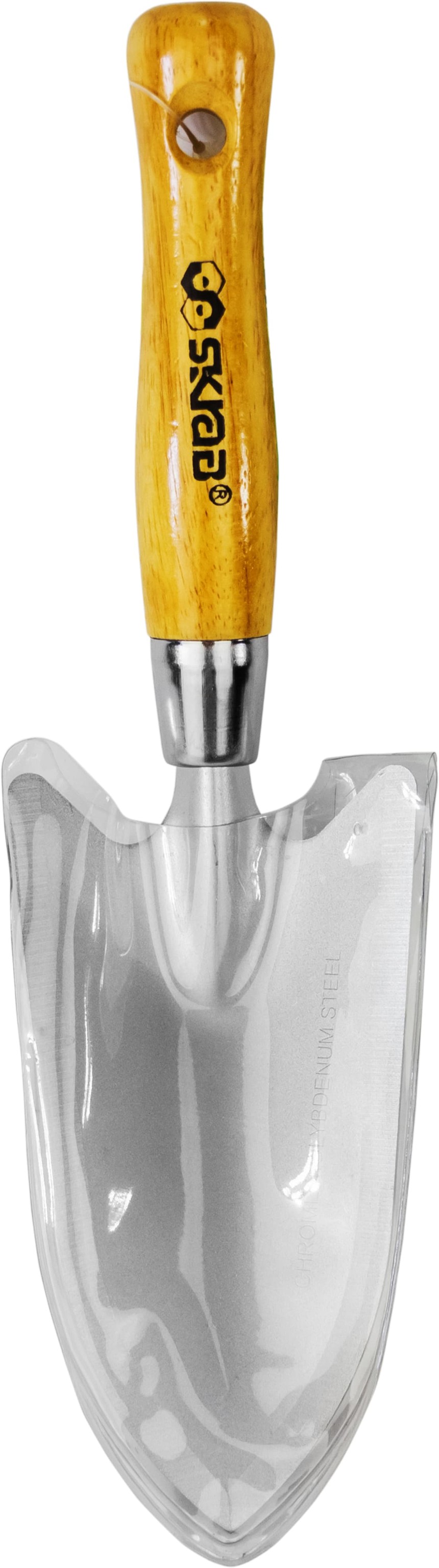 Совок посадочный Skrab 28081 широкий, с деревянной ручкой / 295 мм.