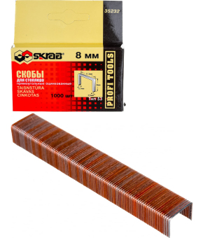 Скобы для степлера Skrab 35232 прямоугольные оцинкованные, 8 мм., тип 53 / 1000 шт. в упаковке