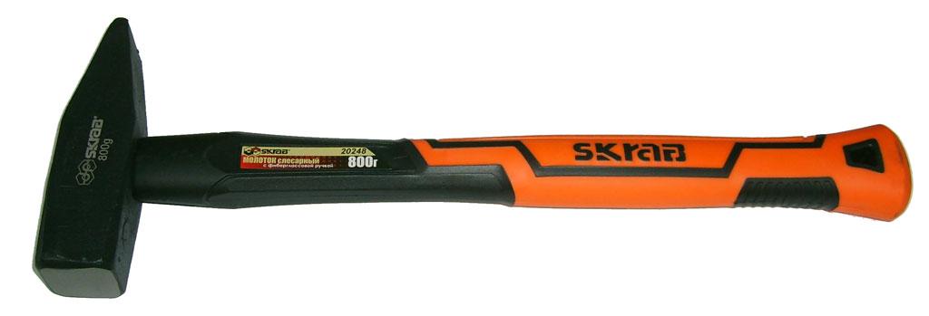 Молоток 800г с фибер. ручкой оранж. SKRAB