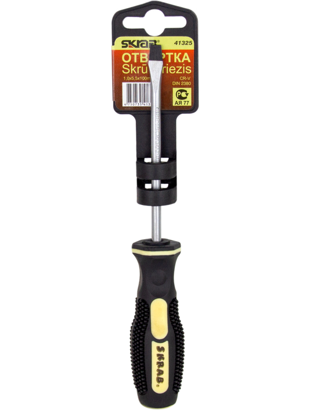Отвертка плоская шлицевая SL 5.5х100 мм. Skrab 41325 / Черная