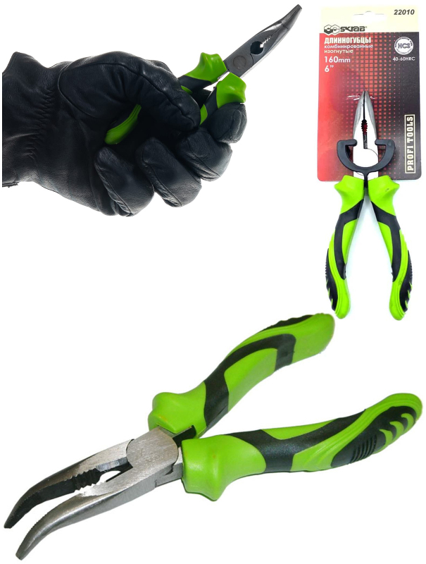 Длинногубцы Skrab 22010 комбинированные изогнутые / 160 мм.