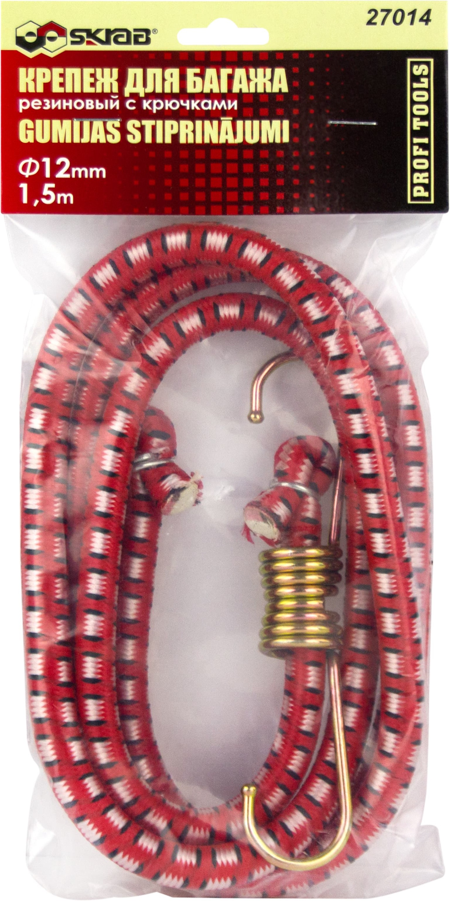 Резинка багажная Skrab 27014 с металлическими крючками, 12 мм. х 1,5 м.