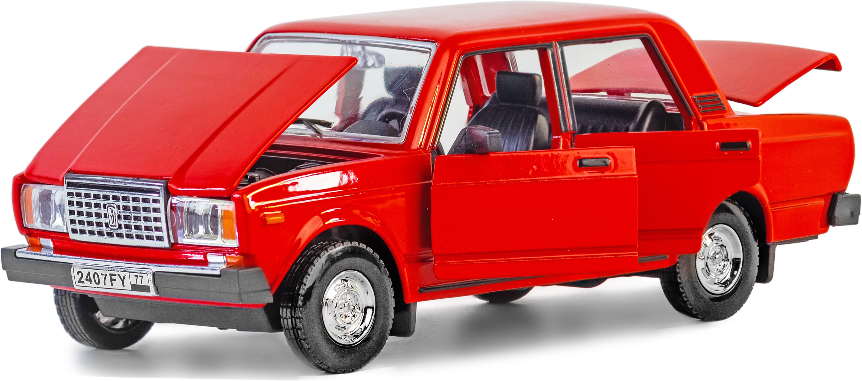 Машинка металлическая Kings Toy 1:24 «ВАЗ-2107 Жигули» FY2407-6D, 18 см., инерционная, звук, свет / Микс