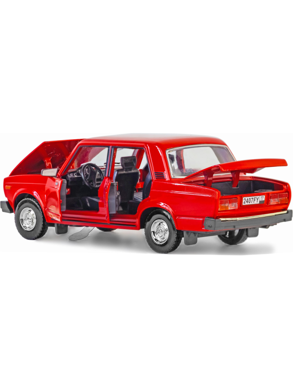 Машинка металлическая Kings Toy 1:24 «ВАЗ-2107 Жигули» FY2407-6D, 18 см., инерционная, звук, свет / Микс