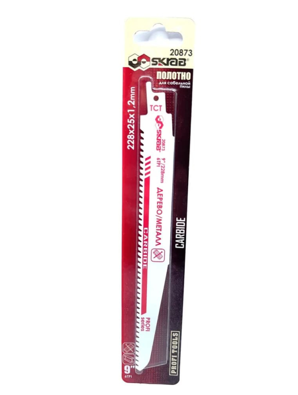 Полотно Skrab 20873 для сабельной пилы по дереву, металлу, 228 х 25 х 1,2 мм.