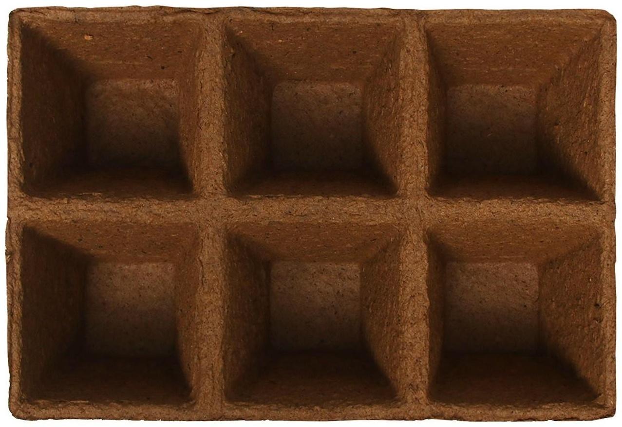 Торфяная кассета, 6 ячеек по 400 мл, 9 × 9 см