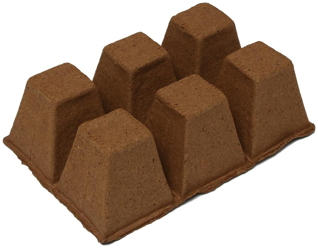Торфяная кассета, 6 ячеек по 400 мл, 9 × 9 см