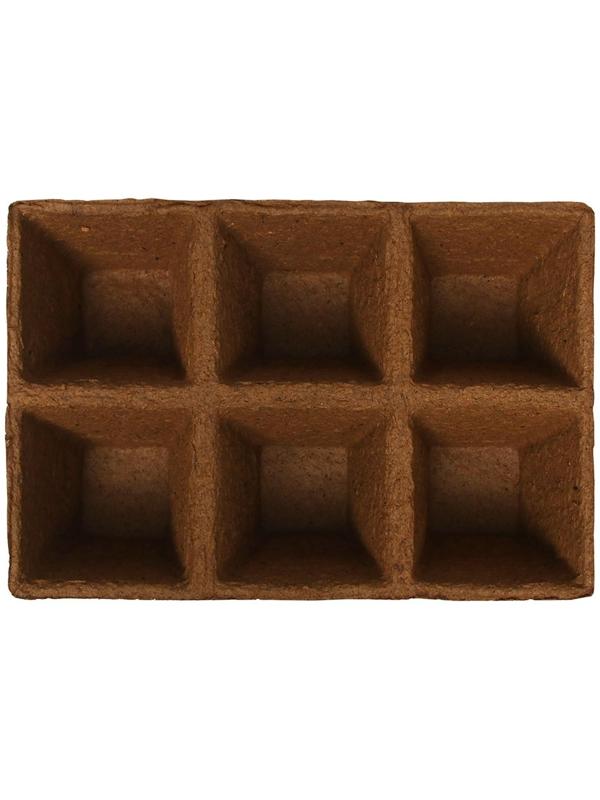 Торфяная кассета, 6 ячеек по 400 мл, 9 × 9 см