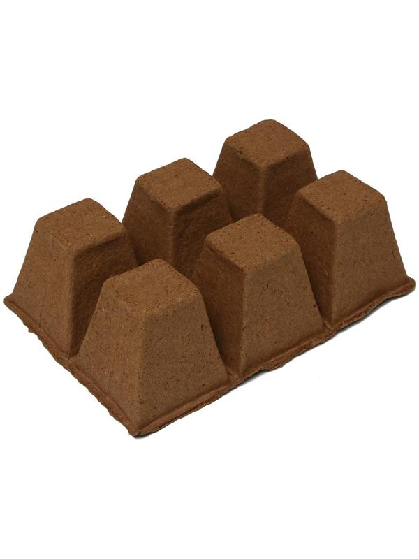 Торфяная кассета, 6 ячеек по 400 мл, 9 × 9 см
