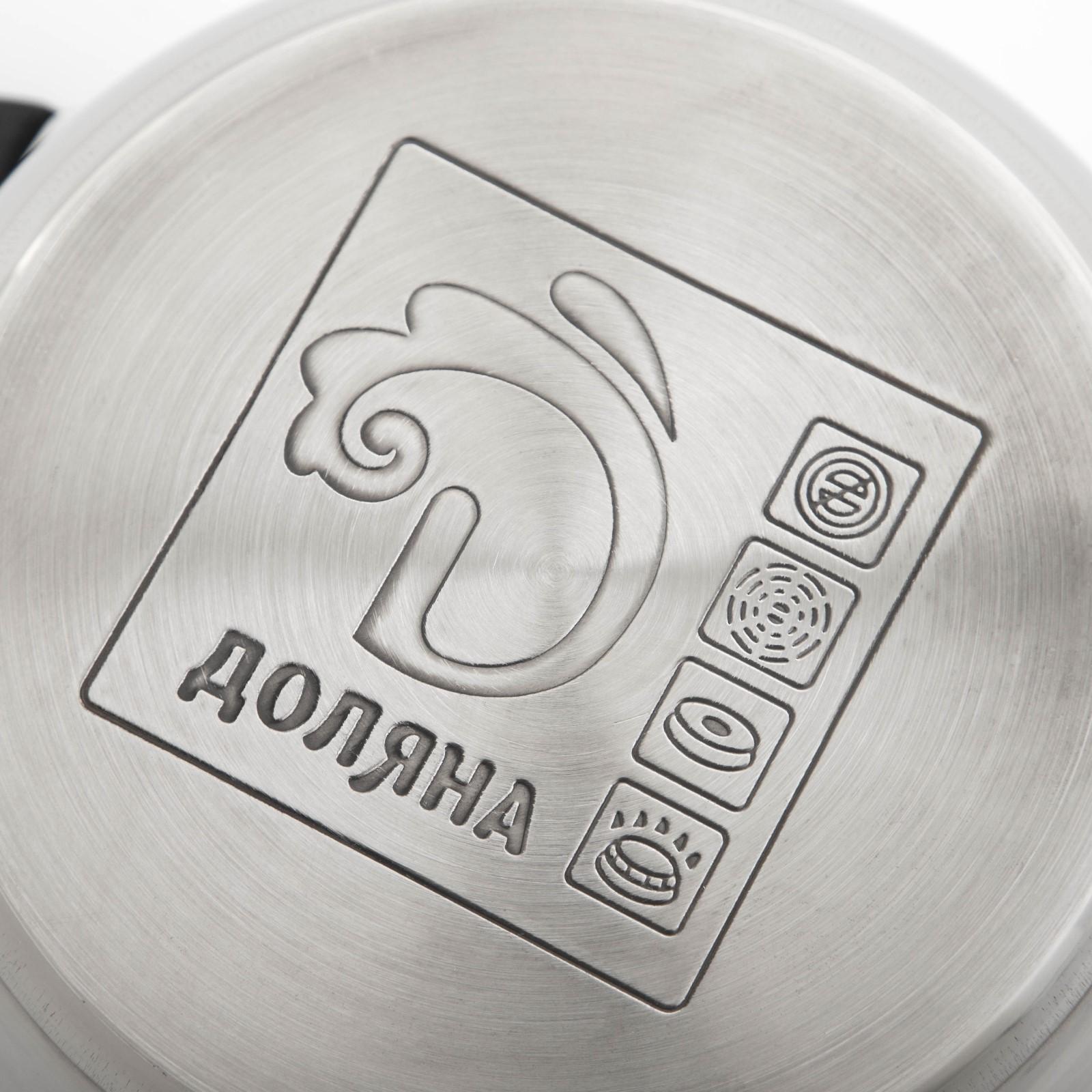 Кастрюля из нержавеющей стали Доляна «Чёрная ночь», 1,5 л, стеклянная крышка