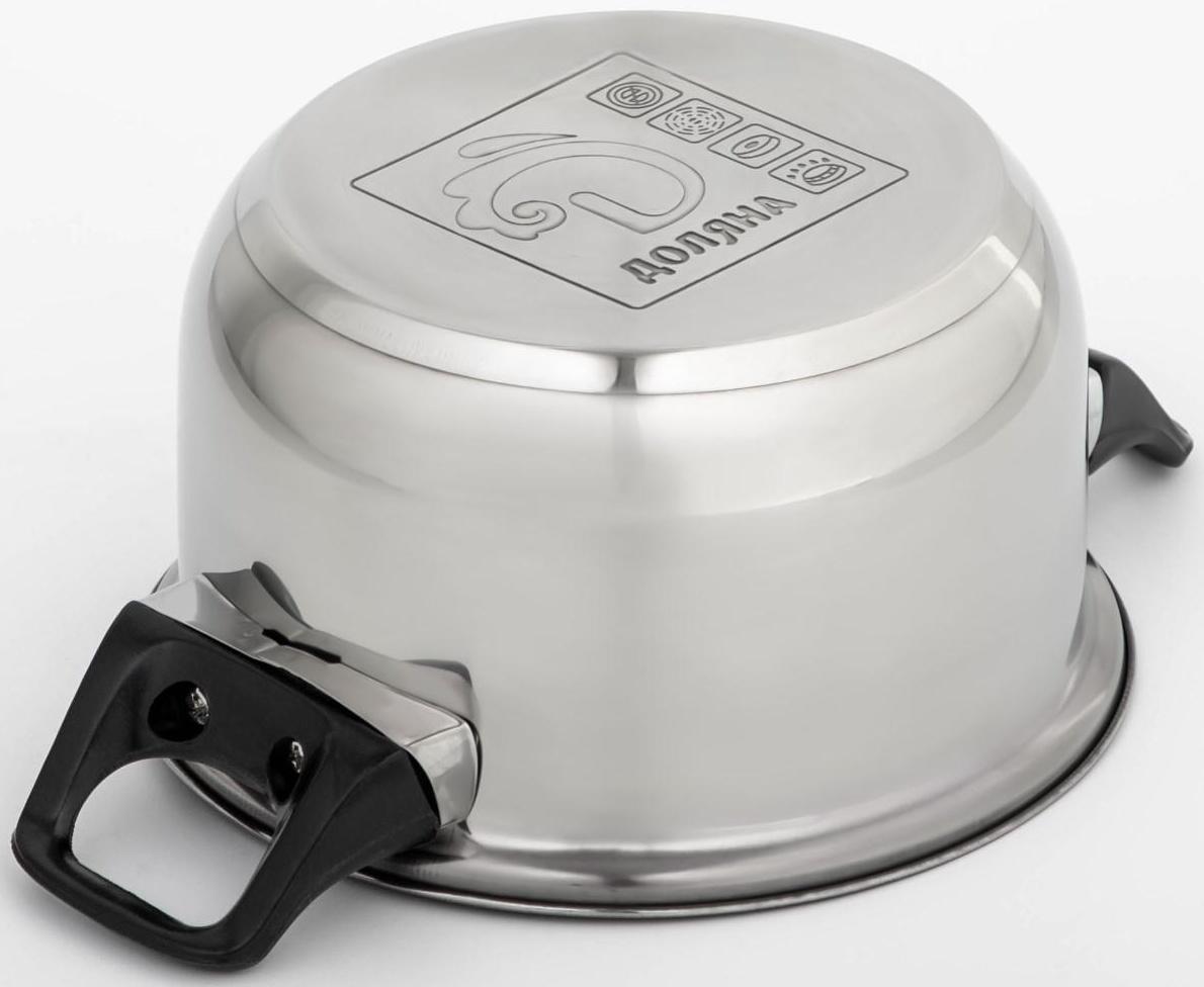 Кастрюля из нержавеющей стали Доляна «Чёрная ночь», 1,5 л, стеклянная крышка