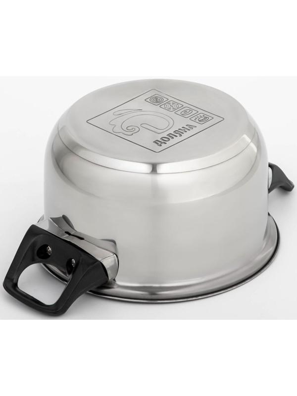 Кастрюля из нержавеющей стали Доляна «Чёрная ночь», 1,5 л, стеклянная крышка