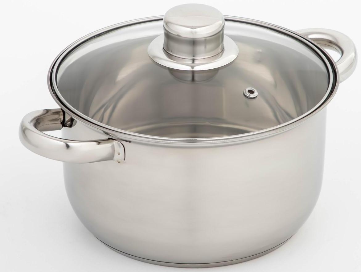 Кастрюля из нержавеющей стали Доляна «Классика», 2,2 л, d=19 см, стеклянная крышка