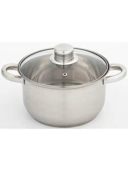Кастрюля из нержавеющей стали Доляна «Классика», 2,2 л, d=19 см, стеклянная крышка