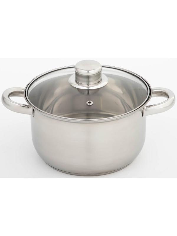 Кастрюля из нержавеющей стали Доляна «Классика», 2,2 л, d=19 см, стеклянная крышка