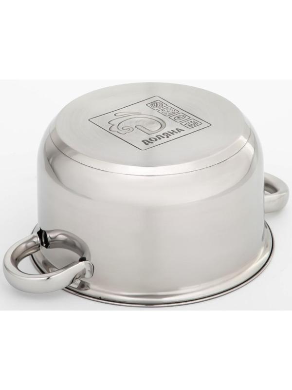 Кастрюля из нержавеющей стали Доляна «Классика», 2,2 л, d=19 см, стеклянная крышка