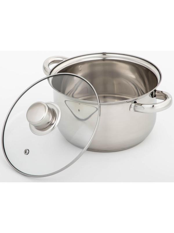 Кастрюля из нержавеющей стали Доляна «Классика», 2,2 л, d=19 см, стеклянная крышка