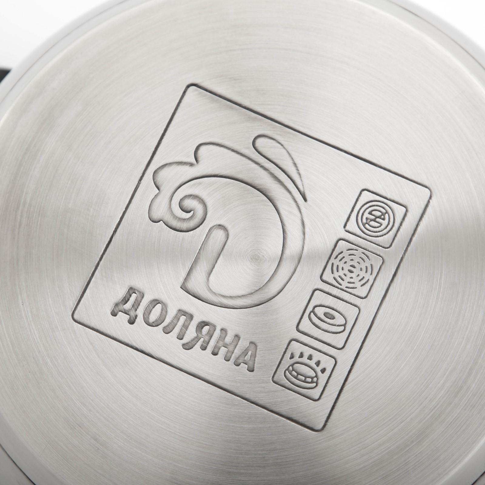 Кастрюля из нержавеющей стали Доляна «Чёрная ночь», 2,2 л, стеклянная крышка