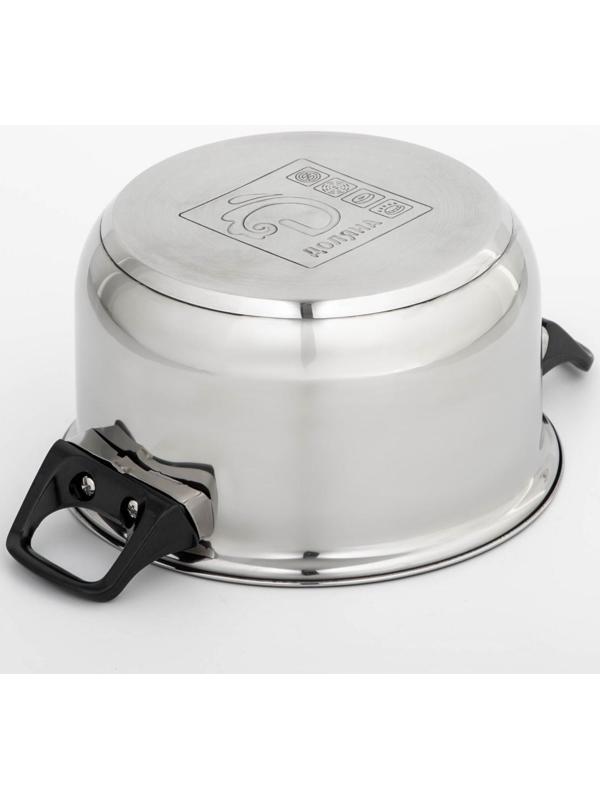 Кастрюля из нержавеющей стали Доляна «Чёрная ночь», 2,2 л, стеклянная крышка