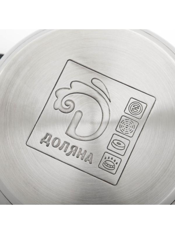 Кастрюля из нержавеющей стали Доляна «Чёрная ночь», 2,2 л, стеклянная крышка