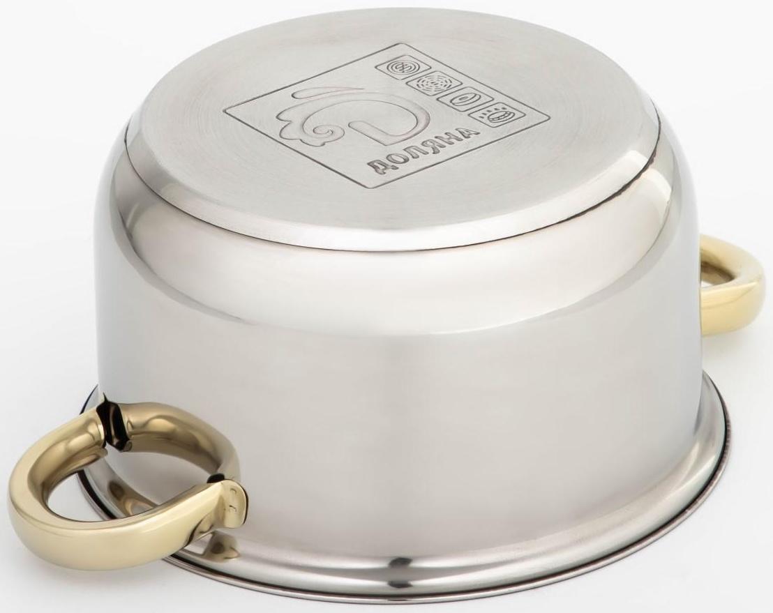 Кастрюля из нержавеющей стали Доляна «Роскошь», 2,2 л, d=19 см, стеклянная крышка