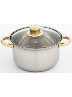 Кастрюля из нержавеющей стали Доляна «Роскошь», 2,2 л, d=19 см, стеклянная крышка