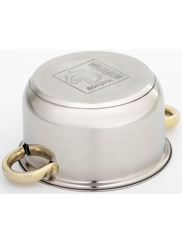 Кастрюля из нержавеющей стали Доляна «Роскошь», 2,2 л, d=19 см, стеклянная крышка